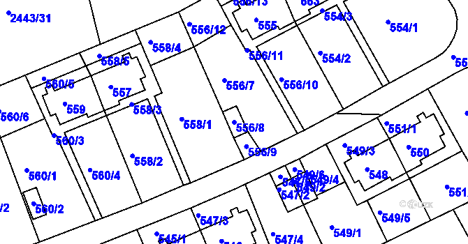 Parcela st. 556/8 v KÚ Roztoky u Prahy, Katastrální mapa