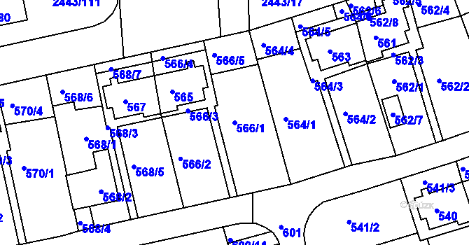 Parcela st. 566/1 v KÚ Roztoky u Prahy, Katastrální mapa