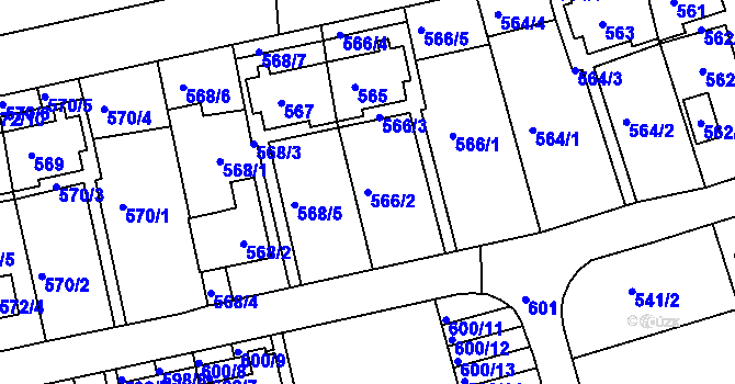 Parcela st. 566/2 v KÚ Roztoky u Prahy, Katastrální mapa