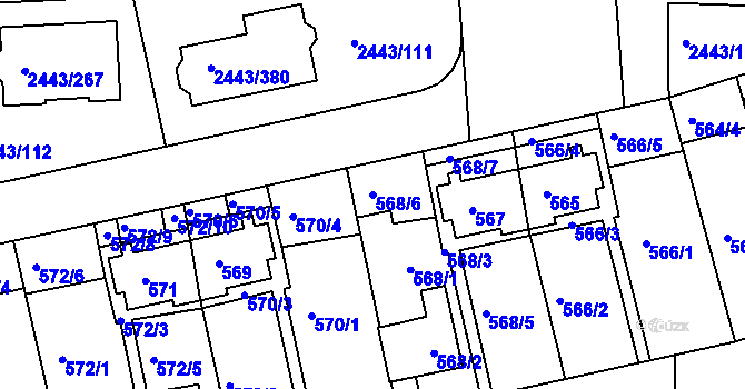 Parcela st. 568/6 v KÚ Roztoky u Prahy, Katastrální mapa