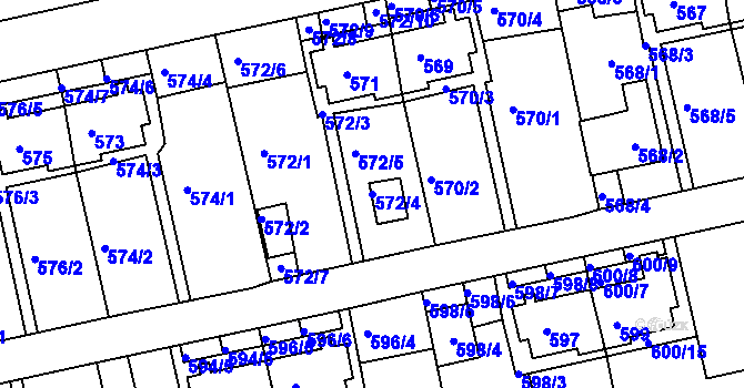 Parcela st. 572/4 v KÚ Roztoky u Prahy, Katastrální mapa