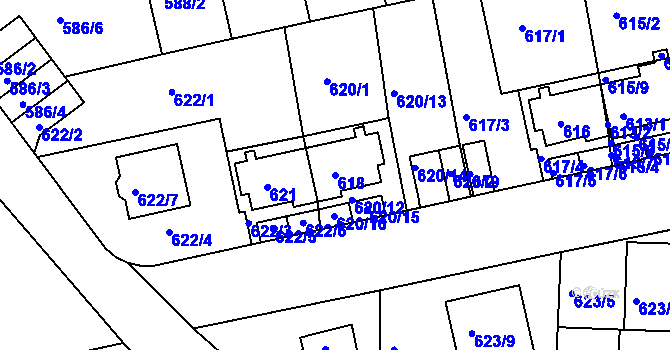 Parcela st. 618 v KÚ Roztoky u Prahy, Katastrální mapa