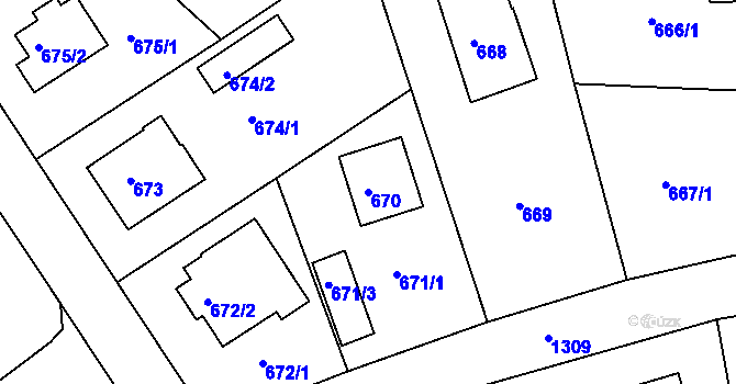 Parcela st. 670 v KÚ Roztoky u Prahy, Katastrální mapa