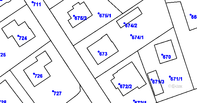 Parcela st. 673 v KÚ Roztoky u Prahy, Katastrální mapa