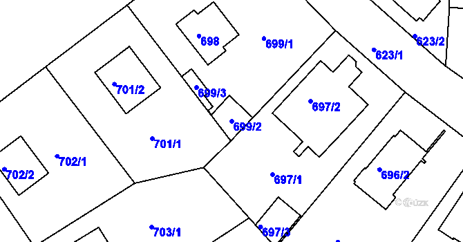 Parcela st. 699/2 v KÚ Roztoky u Prahy, Katastrální mapa