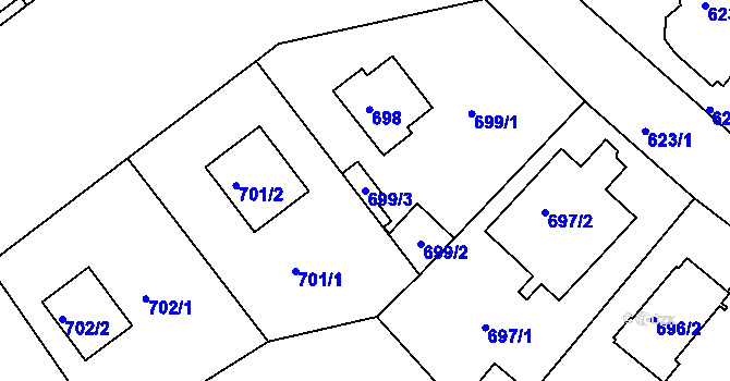 Parcela st. 699/3 v KÚ Roztoky u Prahy, Katastrální mapa