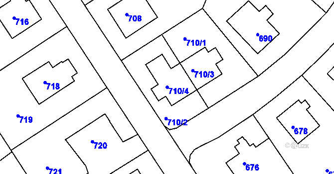 Parcela st. 710/4 v KÚ Roztoky u Prahy, Katastrální mapa