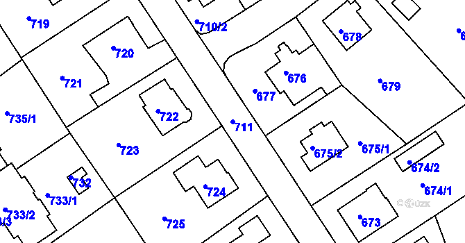 Parcela st. 711 v KÚ Roztoky u Prahy, Katastrální mapa