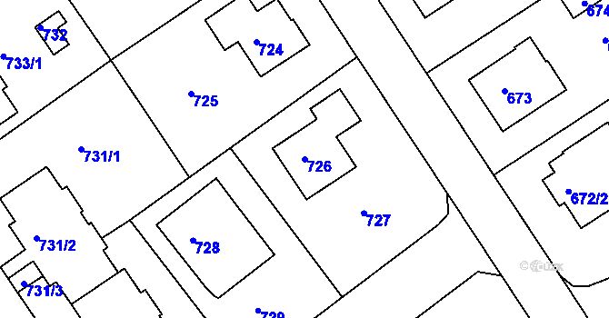 Parcela st. 726 v KÚ Roztoky u Prahy, Katastrální mapa