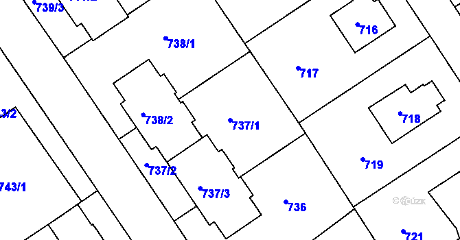 Parcela st. 737/1 v KÚ Roztoky u Prahy, Katastrální mapa