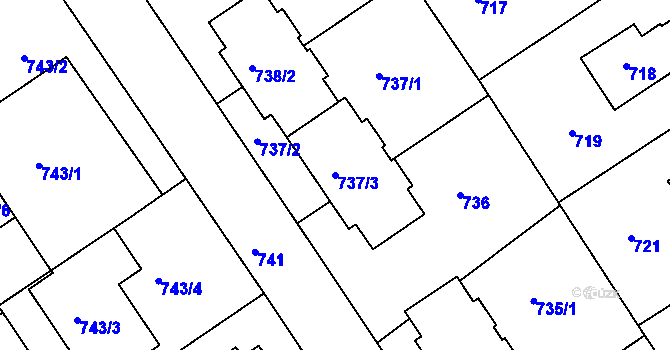 Parcela st. 737/3 v KÚ Roztoky u Prahy, Katastrální mapa