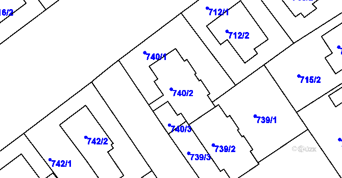 Parcela st. 740/2 v KÚ Roztoky u Prahy, Katastrální mapa