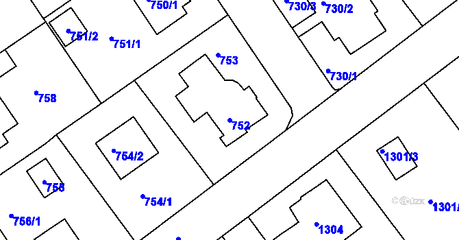 Parcela st. 752 v KÚ Roztoky u Prahy, Katastrální mapa