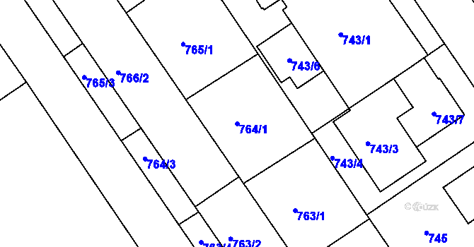 Parcela st. 764/1 v KÚ Roztoky u Prahy, Katastrální mapa