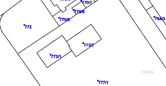 Parcela st. 773/2 v KÚ Roztoky u Prahy, Katastrální mapa