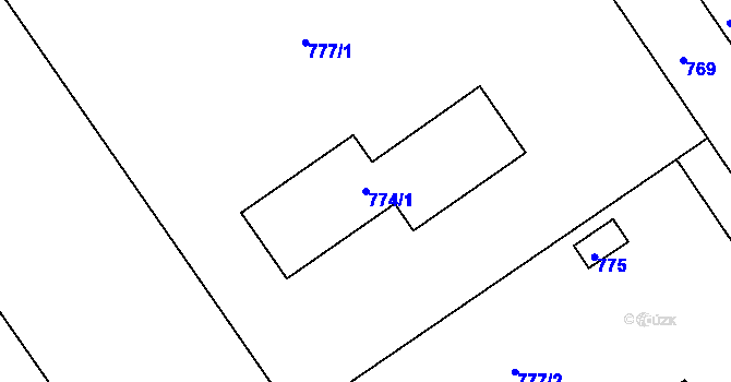 Parcela st. 774/1 v KÚ Roztoky u Prahy, Katastrální mapa