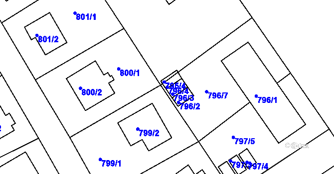 Parcela st. 796/4 v KÚ Roztoky u Prahy, Katastrální mapa