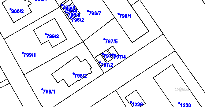 Parcela st. 797/3 v KÚ Roztoky u Prahy, Katastrální mapa