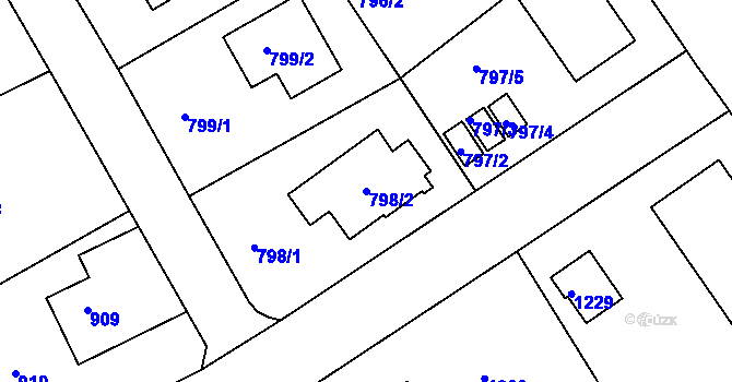 Parcela st. 798/2 v KÚ Roztoky u Prahy, Katastrální mapa