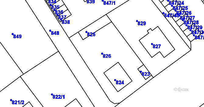 Parcela st. 826 v KÚ Roztoky u Prahy, Katastrální mapa