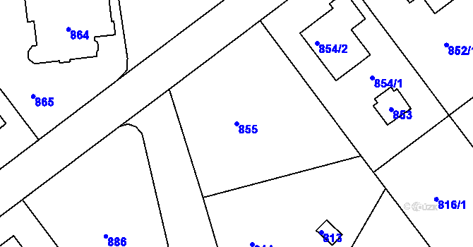 Parcela st. 855 v KÚ Roztoky u Prahy, Katastrální mapa
