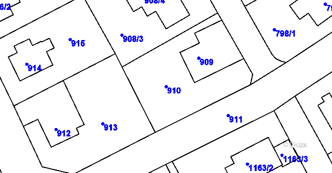 Parcela st. 910 v KÚ Roztoky u Prahy, Katastrální mapa