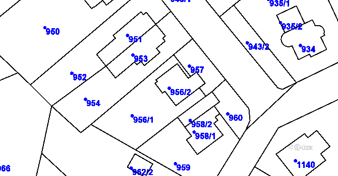 Parcela st. 956/2 v KÚ Roztoky u Prahy, Katastrální mapa