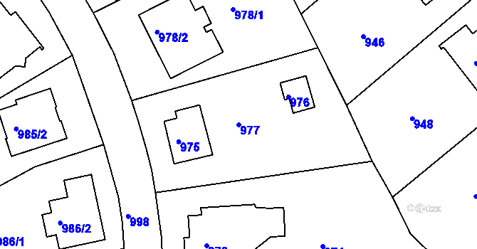 Parcela st. 977 v KÚ Roztoky u Prahy, Katastrální mapa