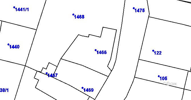 Parcela st. 1466 v KÚ Roztoky u Prahy, Katastrální mapa