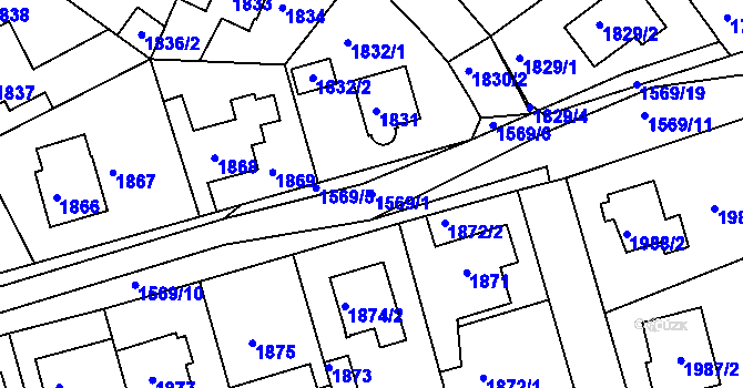 Parcela st. 1569/1 v KÚ Roztoky u Prahy, Katastrální mapa