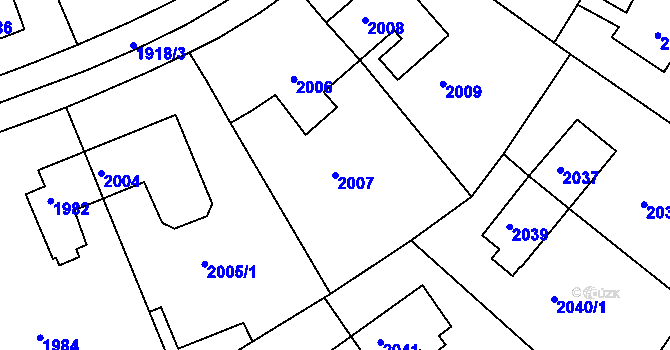 Parcela st. 2007 v KÚ Roztoky u Prahy, Katastrální mapa