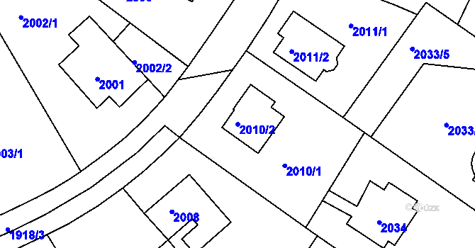 Parcela st. 2010/2 v KÚ Roztoky u Prahy, Katastrální mapa