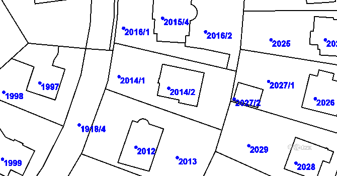 Parcela st. 2014/2 v KÚ Roztoky u Prahy, Katastrální mapa
