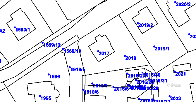 Parcela st. 2017 v KÚ Roztoky u Prahy, Katastrální mapa