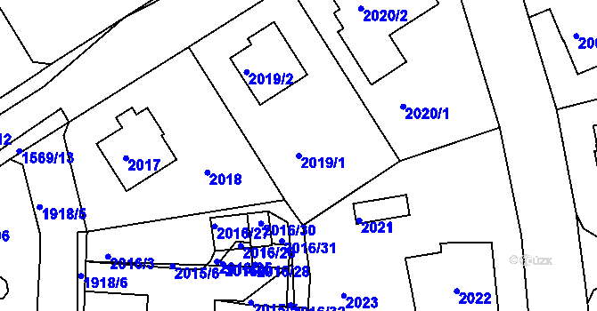 Parcela st. 2019/1 v KÚ Roztoky u Prahy, Katastrální mapa