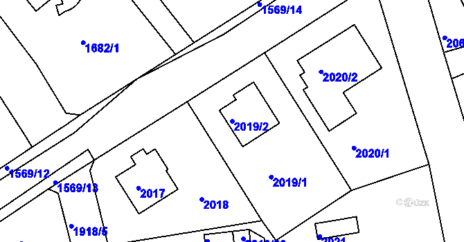 Parcela st. 2019/2 v KÚ Roztoky u Prahy, Katastrální mapa