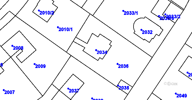 Parcela st. 2034 v KÚ Roztoky u Prahy, Katastrální mapa