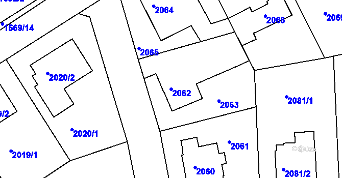Parcela st. 2062 v KÚ Roztoky u Prahy, Katastrální mapa