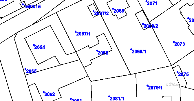 Parcela st. 2066 v KÚ Roztoky u Prahy, Katastrální mapa