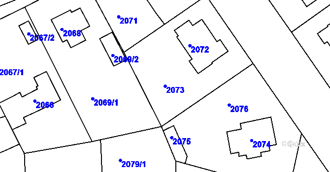 Parcela st. 2073 v KÚ Roztoky u Prahy, Katastrální mapa
