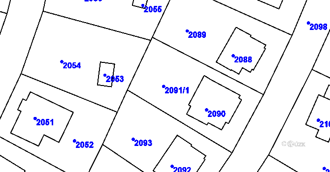 Parcela st. 2091 v KÚ Roztoky u Prahy, Katastrální mapa
