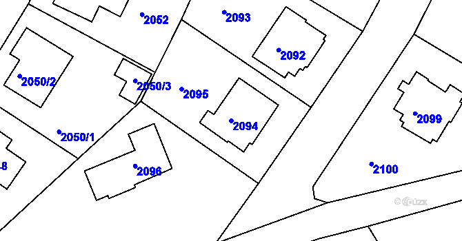 Parcela st. 2094 v KÚ Roztoky u Prahy, Katastrální mapa