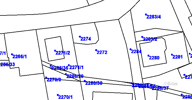 Parcela st. 2272 v KÚ Roztoky u Prahy, Katastrální mapa