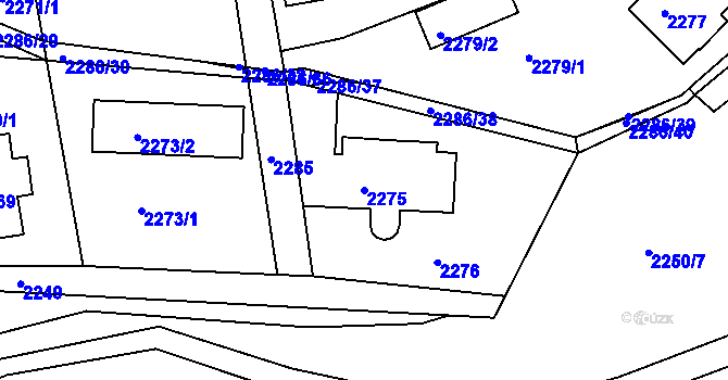 Parcela st. 2275 v KÚ Roztoky u Prahy, Katastrální mapa
