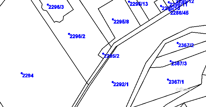 Parcela st. 2295/2 v KÚ Roztoky u Prahy, Katastrální mapa
