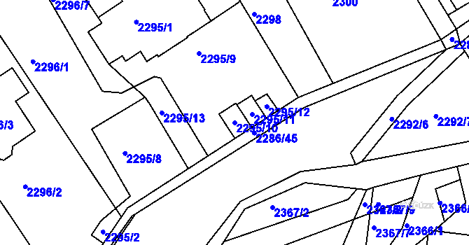 Parcela st. 2295/10 v KÚ Roztoky u Prahy, Katastrální mapa