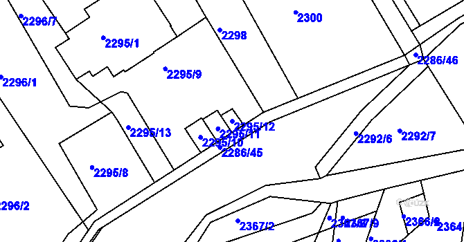 Parcela st. 2295/12 v KÚ Roztoky u Prahy, Katastrální mapa