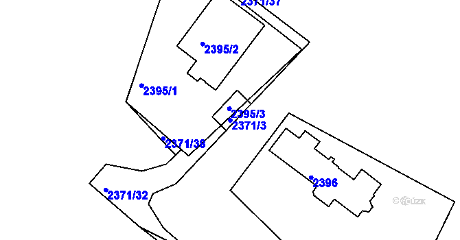 Parcela st. 2371/3 v KÚ Roztoky u Prahy, Katastrální mapa