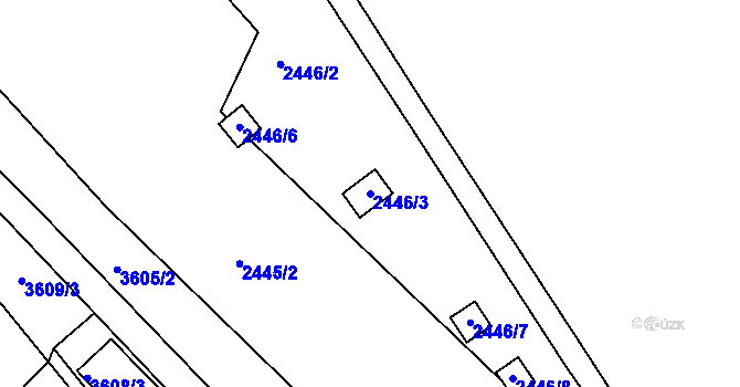 Parcela st. 2446/3 v KÚ Roztoky u Prahy, Katastrální mapa