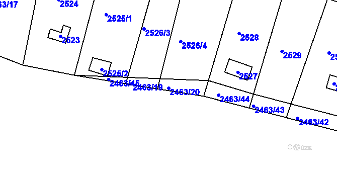 Parcela st. 2463/20 v KÚ Roztoky u Prahy, Katastrální mapa